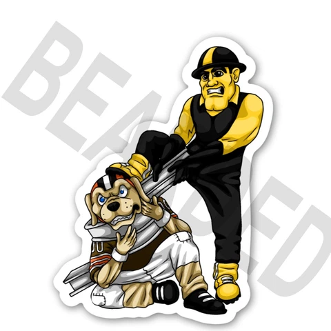 Pittsburgh Steelers VS Cleveland Browns MASCOT FIGHTS STICKER - NFL FOOTBALL Cover