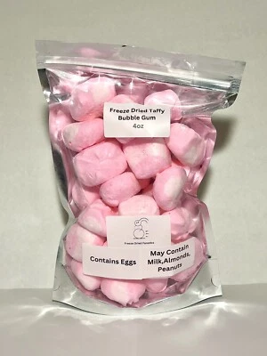 FREEZE DRIED FANATICS Freeze Dried Taffy Bubble Gum Saltwater Taffy Candy *4 Oz* Made Fresh Each Order