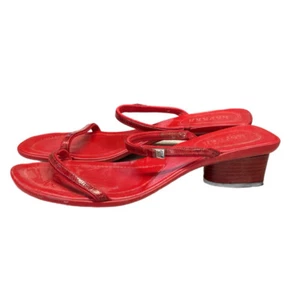 Ralph Lauren Sandalias Tacón Deslizable Cuero Rojo TALLA 9.5 - Imagen 1 de 5