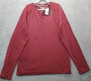 i Jeans By Buffalo Henley Shirt Mens 2XL Burgundy Knit Long Sleeve Heather Wine - Picture 1 of 7
