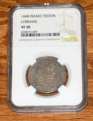 1668 FRANCE Lorraine SILVER French TESTON NGC VF 30 VF30 Graded Certified Coin - Image 1 of 4