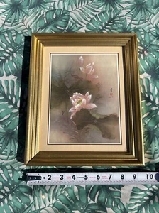 Lena Liu Print ‘Oriental Flowers” Water Color Print 8x11 Frame - Picture 1 of 4