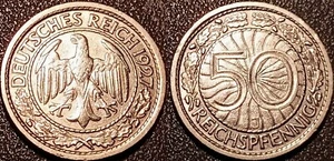 Allemagne - République de Weimar - 50 reichspfennig 1927 J, Hambourg ! KM#49 - Picture 1 of 1