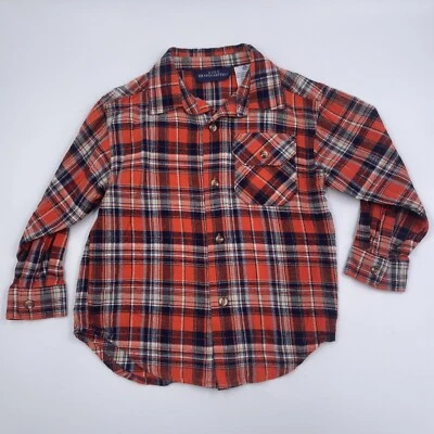 Kids Headquarters Orange Plaid Long Sleeve Button Up T-Shirt Toddler Size 4T - Image 1 of 4