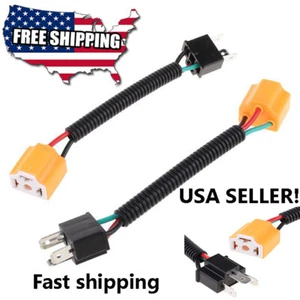 2X Ceramic H4 9003 Headlight Headlamp Light Bulb Wiring Harness Socket Plug Set - Picture 1 of 10