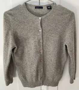 Moda International cashmere cardigan sweater small tan button up - Picture 1 of 6
