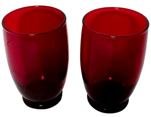 Rubinrot Glas Anchor Hocking Trinkgläser Saft 2 Stück Vintage - Bild 1 von 3