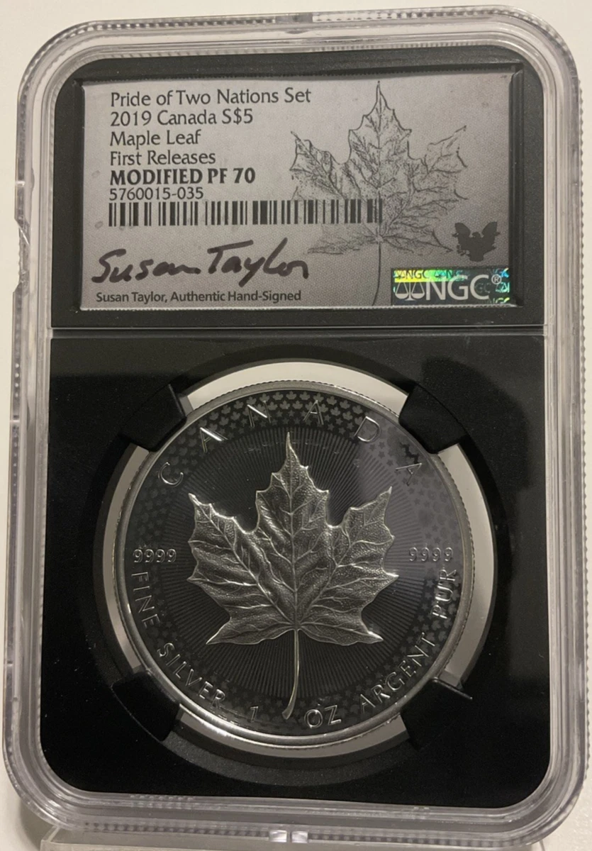 Canadian Maple Leaf PR 70 Graded 2019 Silver Bullion Coins for