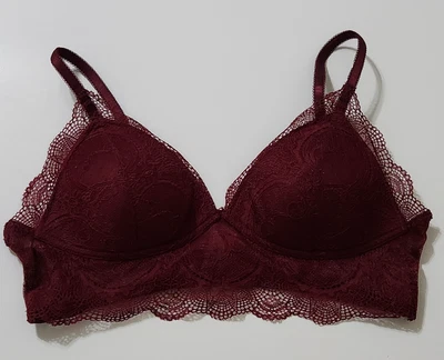 Vanity Fair Womens Bra Size M Maroon Lace Wireless Adjustable Strap 71070 - Image 1 of 4
