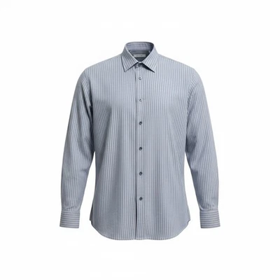Camisa Calvin Klein Gris Rayas 100% Algodón Abotonada Para Hombre Talla 16 34/35 Foto 1 de 4