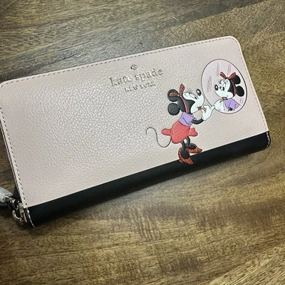 Kate Spade x Disney Minnie Mouse Wallet Large Continental Zip Around Leather NEW - Photo 1/4
