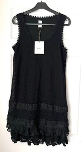 Villa Mujer Negro Encaje Capas Sin Nivel Vestido Noche Talla Mediana 10 PVP £45 - Imagen 1 de 18