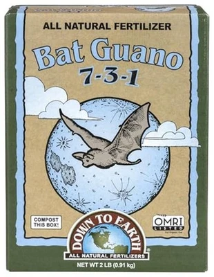 Fertilizantes naturales Down To Earth mezcla orgánica de guano de murciélago 7-3-1, 2 lb  Foto 1 de 4