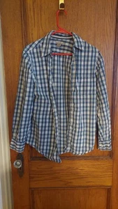 Arizona Medium Plaid Shirt Blue/yellow  Long Sleeves  Button Front Cotton - Picture 1 of 3