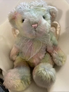 Toys R Us Y2K Animal Alley Tye Dye Pastel Soft Plush Bear Angel Wings 15” - Picture 1 of 8