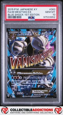 2015 Pokemon Japanese Xy Blue Shock #063 M Mewtwo Ex 1st Edition PSA 10 - Image 1 of 2