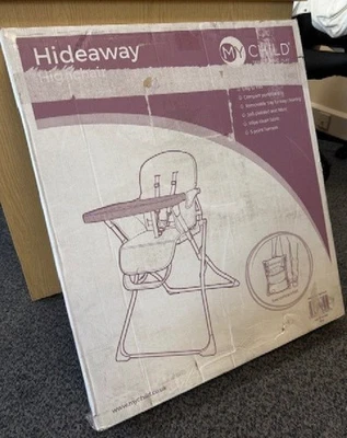 MYCHILD Hideaway Highchair, 6months-3years, Grey, Portable and Lightweight