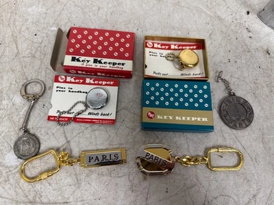 Lot of Vintage Keychains 1950s Paris St Christopher Patron Saint Catholic Medal - Image 1 of 4