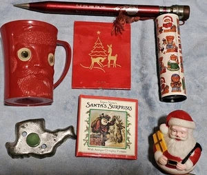 Vintage Weihnachten Weihnachtsmann Leuchtfeuer 3D Auge Plastikbecher Posten 7 Artikel insgesamt - Bild 1 von 24