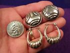 EXCELLENT PAIR OF STERLING SILVER "PUFFY" HOOP EARRINGS + HEAVY CONCAVE CLIP-ONS