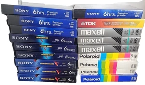 Blank VHS Tape Sony Polaroid TDK Maxell T-120 VCR Video Cassette 18 SEALED (T86) - Picture 1 of 10
