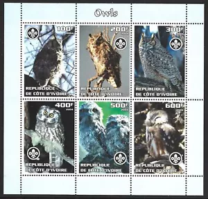 Ivory Coast, 2004, Owls, Birds, MNH M/S Sheet #M2021 - Picture 1 of 1