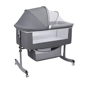 Baby Bedside Crib, Bassinet with Large Curvature Cradle with Mosquito Net - Picture 1 of 12