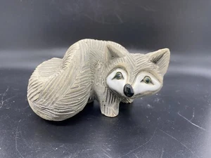 Artesania Rinconada Classic Gray Fox #76 Vintage Retired Carved Pottery Signed - Picture 1 of 5