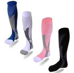 Graduated Compression Socks Sports Running Circulation Flight Travel Nurses SX10 - Picture 1 of 23