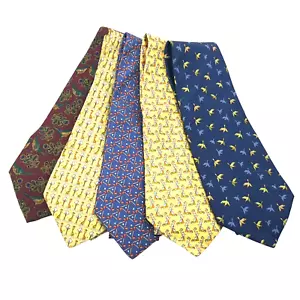 Menge 5 Salvatore Ferragamo Seidenkrawatte Set Herren Tier geometrische Drucke - Bild 1 von 23