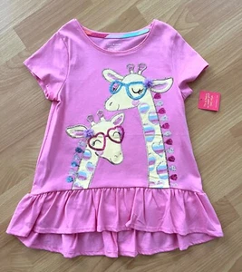 Isaac Mizrahi Big Girl Set of 2 Ruffle Hem Giraffe T-Shirt Pink Shorts sz 10/12 - Picture 1 of 7