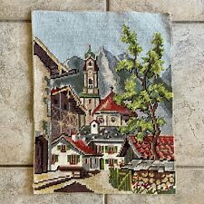 Vintage Medium Needlepoint Town Austria Germany Bavaria Mountains Church City