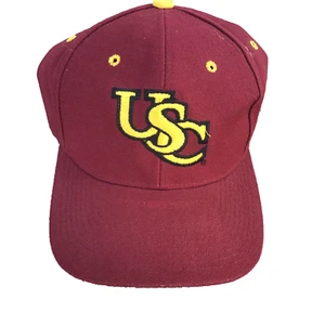 Vintage USC Trojans Hat Fitted Adult Sz 7 Red Yellow NCAA Football Mens Zephyr - Picture 1 of 10