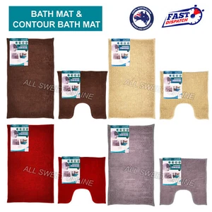 2x Large Chenille Bath Mat Toilet Root Mat Super Comfy Non Slip Highly Absorbent - Picture 1 of 30