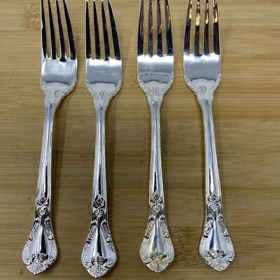 4 (Four) Salad Forks Godinger GRAND MASTER Silverplate 6 1/2" Flatware Vtg - Image 1 of 3