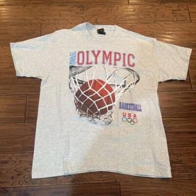 美国国家篮球队男式奥林匹克 T 恤灰色希瑟德 T 恤 L — 第 1/4 张图片