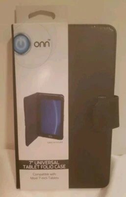 Onn 7" Universal Tablet Folio Case Black Compatible With Most 7" Tablets NEW - Image 1 of 4