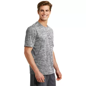 Sport-Tek ST390 Mens T Shirt Posi Charge Electric Heather Gray Black Size Large - Picture 1 of 3