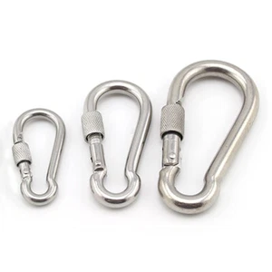 New Heavy Duty Carabiner Snap Hook Clip Keyring Camping Safty Lock Key Ring - Picture 1 of 5