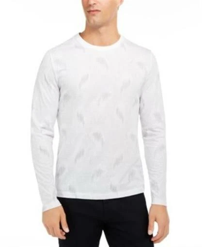 Camiseta masculina manga longa cinza branco brilhante gráfico pincel médio Alfani - Imagem 1 de 1