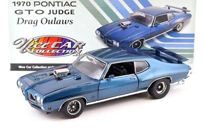 1:18 ACME 1970 Pontiac Gto Giudice Drag Outlaws Blu Metallico Bel Auto Edizione - Immagine 1 di 4