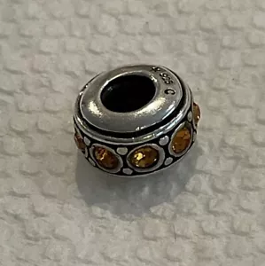 RETIRED CHAMILIA STERLING SILVER ORANGE CRYSTAL JEWELED BRACELET CHARM - Picture 1 of 7