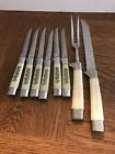 (6) Vintage Steak Knives And  Cutlery Set. Stainless Steel / Bakelite Handles