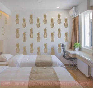 Juego de piña de 24 pegatinas de arte de pared Decoración de dormitorio de niñas Calcomanías de vinilo tropical - Imagen 1 de 6
