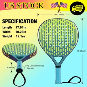 Padel Racket Carbon Fiberglass Surface EVA Memory Foam Core for Kid Junior Adult - Picture 1 of 5