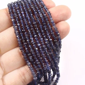 Iolite faceted rondelle beads, Blue Iolite rondelle beads, 3-4mm loose gemstone - Picture 1 of 3