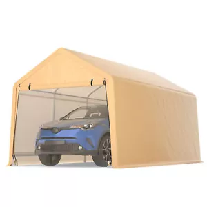 9x17 ft Heavy Duty Carport Canopy PE Car Tent Steel Outdoor Garage Shelter - Picture 1 of 10