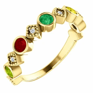 1 to 6 Stones Personalize Mothers Birthstones Rings 10K or 14K Solid Gold - Picture 1 of 51