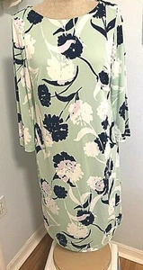 A Pea in the Pod Maternity Dress Size LARGE Mint Green with blue flowers Spring - Picture 1 of 5