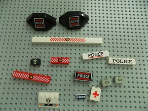 Lego Menge 14 dekorierte bedruckte Stücke Feuerwehr Polizei Krankenwagen - Bild 1 von 3